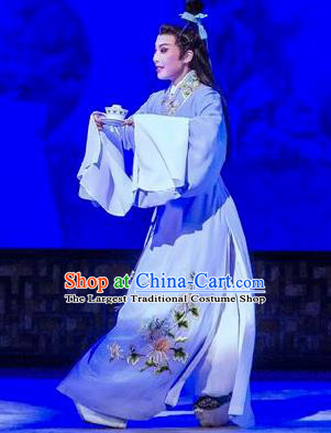 Hua Zhong Jun Zi Chinese Yue Opera Young Male Li Fengming Apparels and Headwear Shaoxing Opera Scholar Garment Costumes