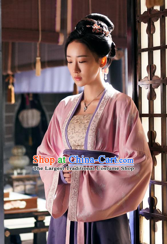 Chinese Song Dynasty Imperial Consort Costumes Historical Drama Serenade of Peaceful Joy Ancient Noble Concubine Xu Garment and Headpieces