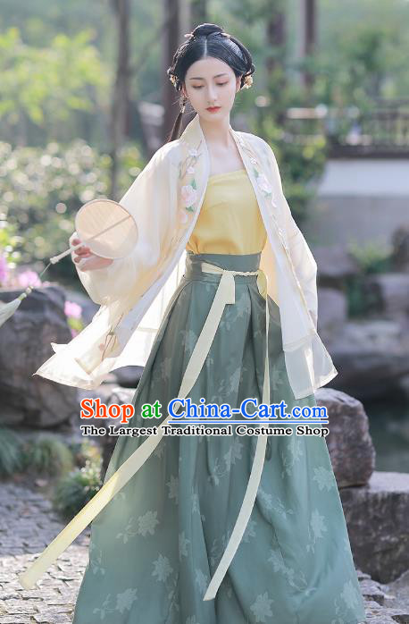 Chinese Traditional Song Dynasty Young Lady Embroidered Hanfu Dress Ancient Garment Historical Costumes