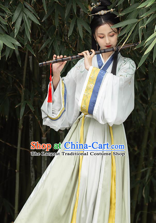 Chinese Traditional Jin Dynasty Young Lady Hanfu Dress Ancient Female Swordsman Garment Historical Costumes