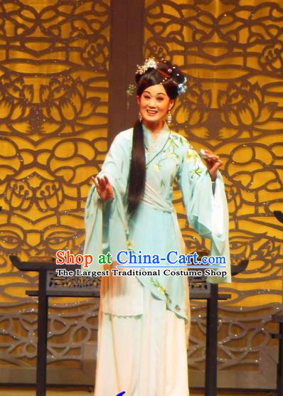 Chinese Shaoxing Opera Young Female Apparels Costumes and Headpieces Yue Opera Xi Xin Ji Hua Tan Vixenish Woman Yin Xuemei Dress Garment