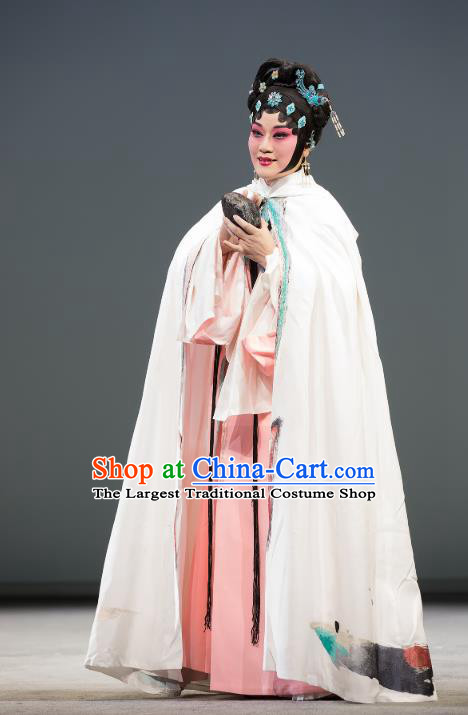 Chinese Kun Opera Mistress Li Ruoshui Pink Dress Costumes and Headpieces Wu Shi Ji Kunqu Opera Young Female Garment Apparels