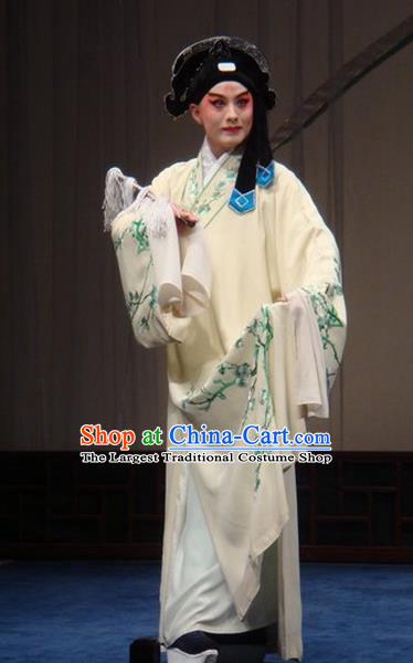 Bai Luo Shan Chinese Kun Opera Xiaosheng Niche Apparels Garment Costumes and Headwear Kunqu Opera Scholar Xu Jizu Robe Clothing