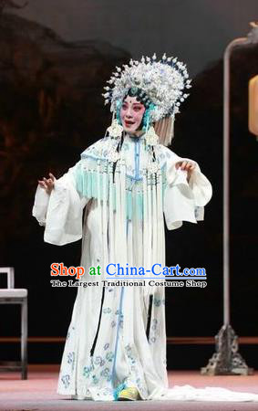 Chinese Kun Opera Huadan Dress Costumes and Headdress Rain on the Phoenix Tree Kunqu Opera Hua Tan Noble Lady Yang Garment Apparels