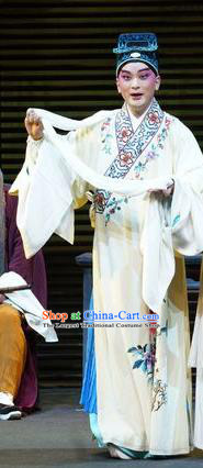 Chinese Kun Opera Young Male Liang Chenyu Apparels Garment Costumes and Headwear the Legend of Washing the Silk Gauze Kunqu Opera Scholar Robe Clothing