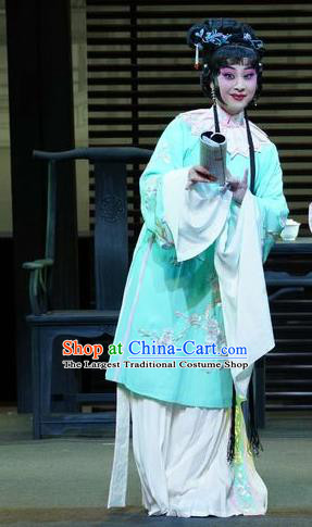 Chinese Kun Opera Young Girl Dress Costumes and Headpieces the Legend of Washing the Silk Gauze Kunqu Opera Hua Tan Ruo Ye Garment Apparels