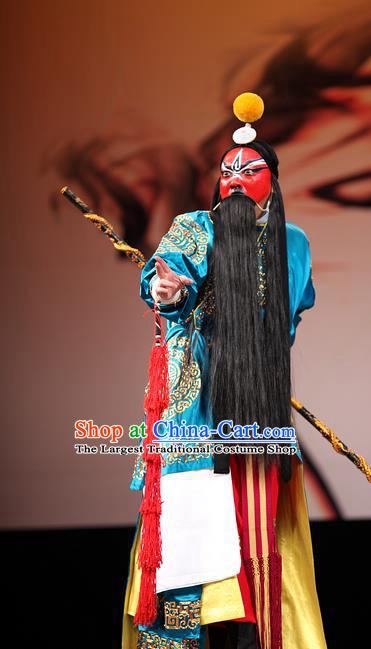 Thousands of Miles to Send Jing Niang Chinese Kun Opera General Zhao Kuangyin Apparels and Headwear Kunqu Opera Martial Man Garment Costumes