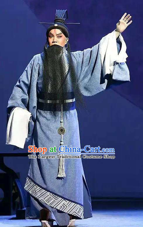 Chinese Kun Opera Elderly Male Costumes and Headwear Kunqu Opera Laosheng Garment Philosopher Confucius Apparels