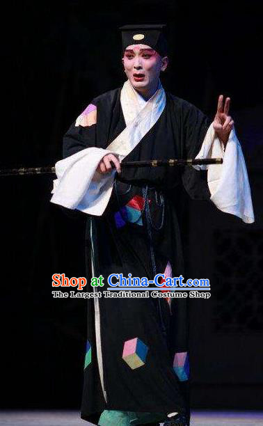 Xiu Ru Ji Chinese Kun Opera Poor Man Costumes and Headwear Kunqu Opera Xiaosheng Pauper Zheng Yuanhe Garment Apparels