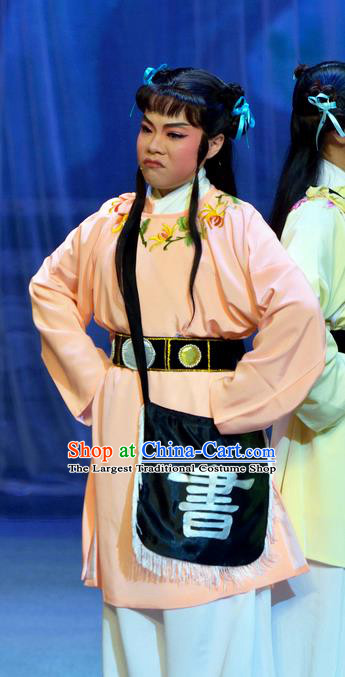 Chinese Yue Opera Children Apparels Pi Shan Jiu Mu Garment Shaoxing Opera Tong Sheng Costumes and Headwear