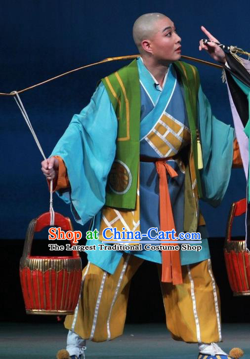 Chinese Huangmei Opera Escaping From the Temple Apparels Costumes Kunqu Opera Young Male Garment Youth Monk Clothing