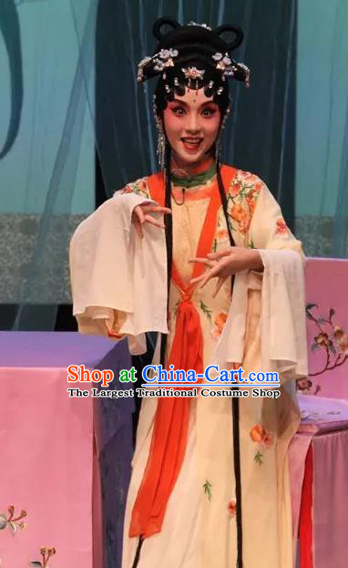 Chinese Kun Opera Diva Young Female Costumes Apparels and Headpieces Before The Fall Traditional Kunqu Opera Actress Fairy Luo Niang Dress Garment