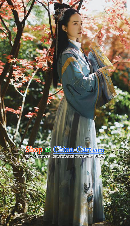 Traditional Chinese Ancient Swordswoman Hanfu Dress Jin Dynasty Apparels Royal Princess Historical Costumes for Women