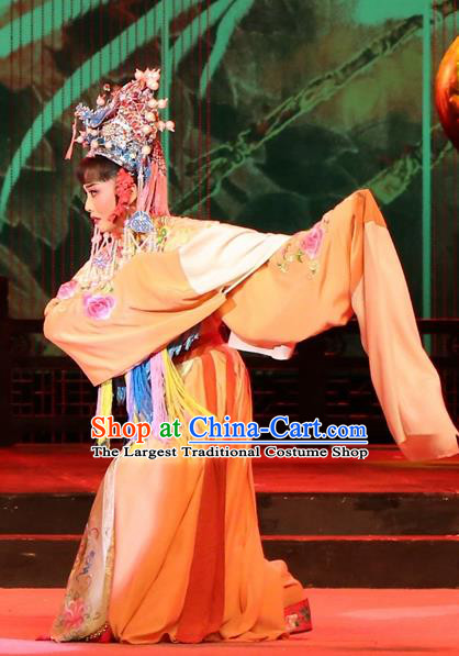 Chinese Huangmei Opera Hua Tan Garment Costumes and Headdress Female Consort Prince Traditional Anhui Opera Royal Princess Dress Apparels