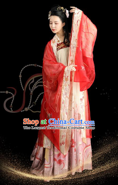 Chinese Ancient Court Lady Apparels Historical Costumes Traditional Tang Dynasty Noble Consort Hanfu Dress for Women