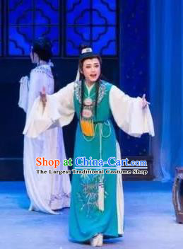 Chinese Classical Shaoxing Opera Dream of the Red Chamber Garment Costumes Yue Opera Young Male Liu Xianglian Blue Apparels and Hair Ornaments