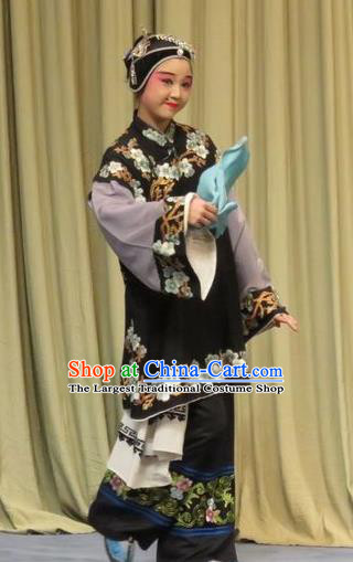 Chinese Ping Opera Woman Matchmaker Green Costumes and Headdress Zhen Zhu Shan Traditional Pingju Opera Pantaloon Dress Garment Apparels