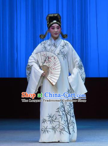 Liu Ling Drunk Chinese Ping Opera Xiaosheng Costumes and Headwear Pingju Opera Scholar Apparels Young Male Clothing