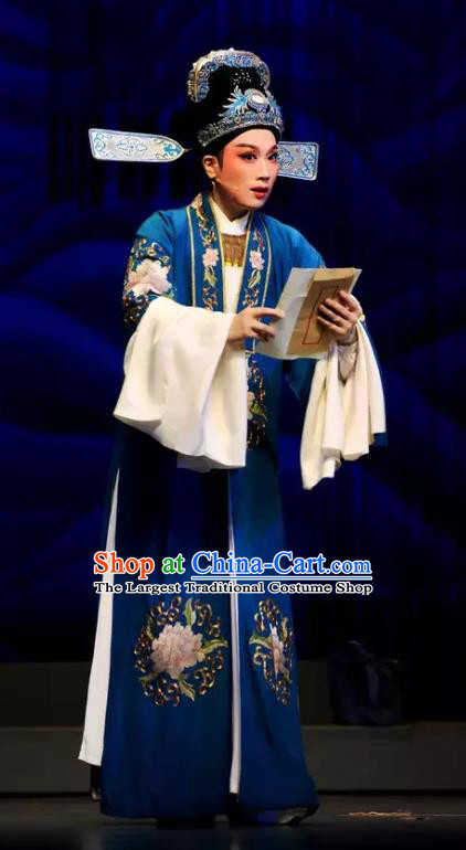 Chinese Yue Opera Xiao Sheng Scholar Apparels The Story of Hairpin Wang Shipeng Garment and Headwear Shaoxing Opera Costumes