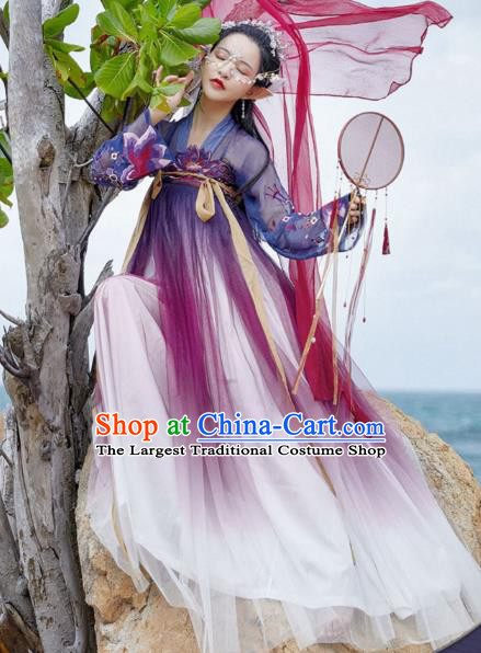 Chinese Traditional Ancient Apparels Tang Dynasty Historical Costumes Young Lady Hanfu Dress