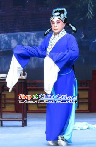 Xue Yu Bing Shuang Chinese Ping Opera Xiaosheng Young Male Costumes and Headwear Pingju Opera Scholar Shang Lin Apparels Clothing