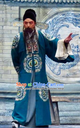 Yu He Qiao Chinese Ping Opera Landlord Costumes and Headwear Pingju Opera Elderly Male Apparels Clothing