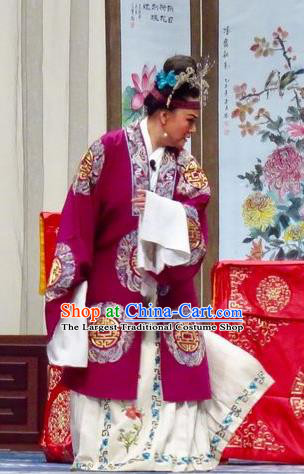 Chinese Ping Opera Noble Dame Costumes Yu He Qiao Apparels and Headpieces Traditional Pingju Opera Old Woman Dress Garment