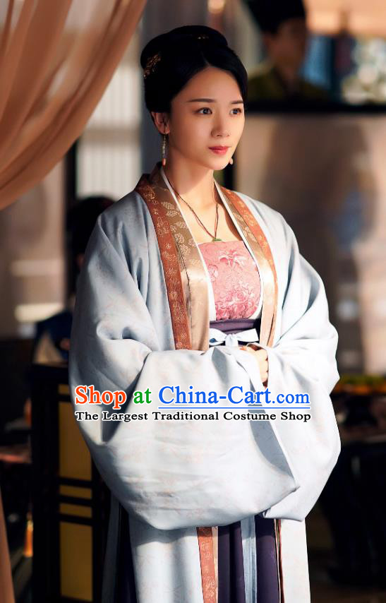 Chinese Ancient Court Maid Historical Costumes Drama Serenade of Peaceful Joy Song Dynasty Female Official Dress and Hair Accessories