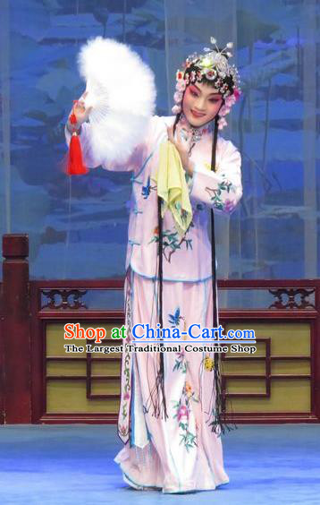 Chinese Ping Opera Young Female Costumes Flower a Matchmaker Apparels and Headpieces Traditional Pingju Opera Dress Diva Li Yue E Garment