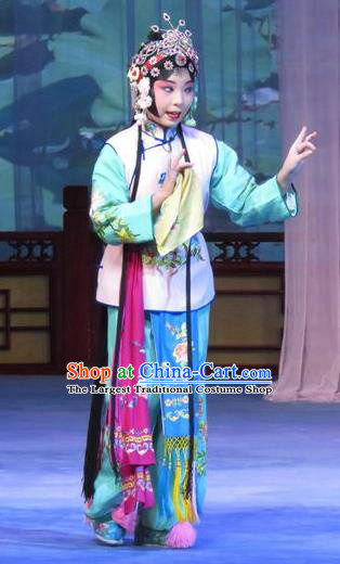 Chinese Ping Opera Xiaodan Flower a Matchmaker Costumes and Headdress Traditional Pingju Opera Dress Servant Girl Garment Apparels