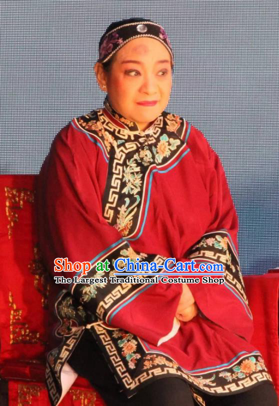 Chinese Ping Opera Elderly Female Costumes Apparels and Headpieces Chong Yuan Ji Traditional Pingju Opera Old Woman Dress Garment