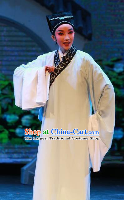 The Wrong Red Silk Chinese Yue Opera Young Male Apparels Shaoxing Opera Xiaosheng Costumes Garment Scholar Robe and Headwear