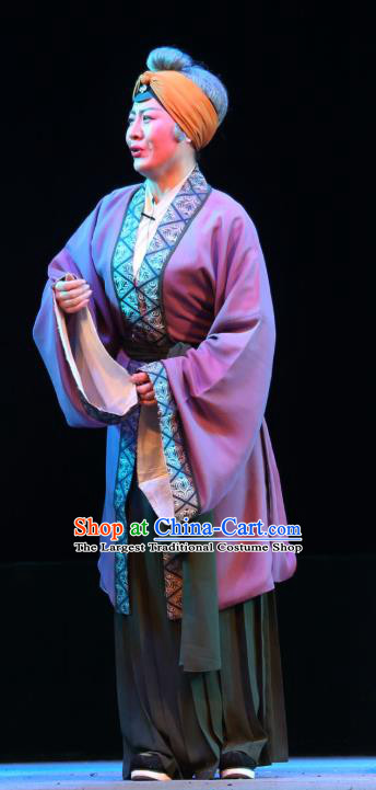 Chinese Shaoxing Opera Lao Dan Dress Garment A Tragic Marriage Yue Opera Elderly Female Costumes Fisher Woman Apparels and Headdress