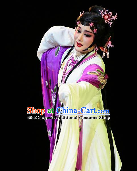 Chinese Shaoxing Opera Hua Tan Dress Garment Dong Xiaowan And Mao Bijiang Yue Opera Costumes Young Female Geisha Apparels and Hair Jewelry