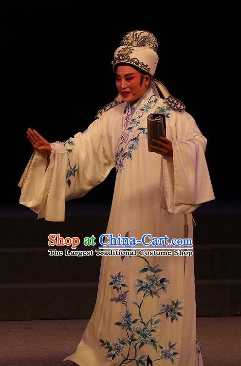 Chinese Yue Opera The Ungrateful Lover Qing Tan Young Male Costumes and Headwear Shaoxing Opera Apparels Clothing Scholar Wang Kui Garment