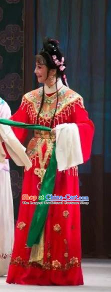 Chinese Shaoxing Opera Rich Lady Red Dress Costume and Headdress A Bride For A Ride Diva Apparels Yue Opera Hua Tan Wang Xiuying Garment