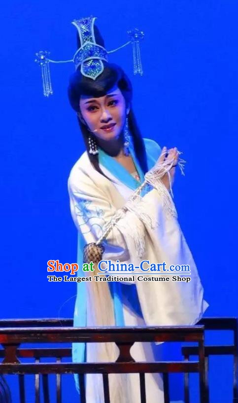 Chinese Shaoxing Opera Actress Taoist Nun Costumes and Headdress Yue Opera Dao Guan Qin Yuan Garment Hua Tan Chen Miaochang Dress Apparels