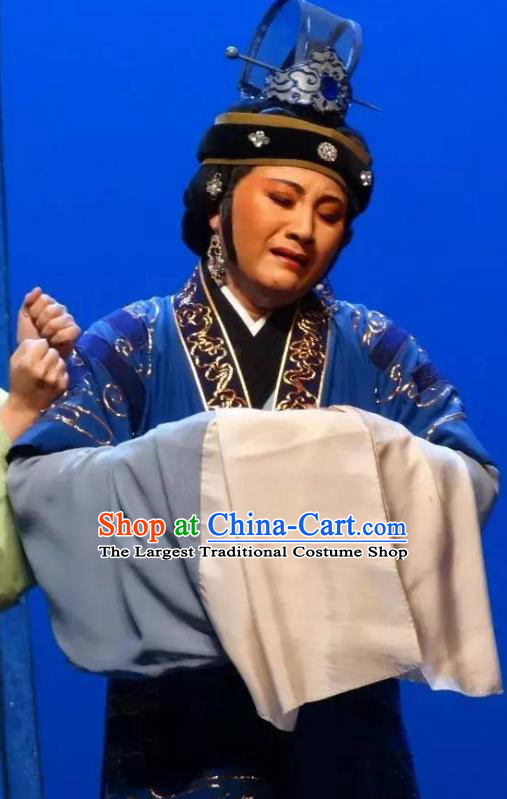 Chinese Shaoxing Opera Old Dame Costumes and Headdress Yue Opera Dao Guan Qin Yuan Garment Taoist Nun Dress Elderly Female Apparels