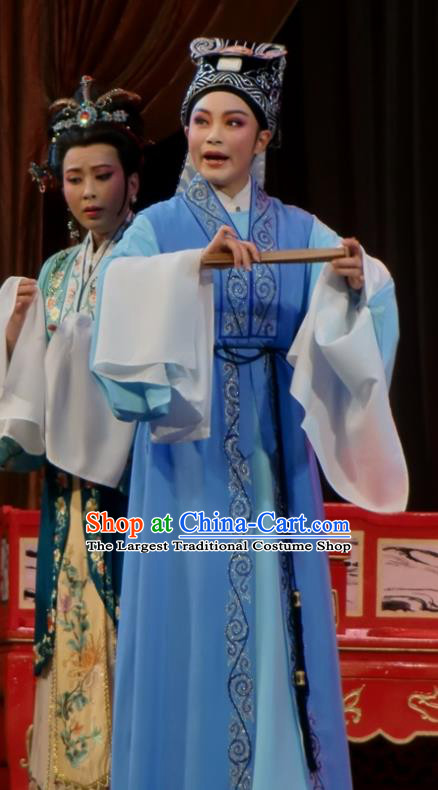 Chinese Yue Opera Scholar Robe and Headwear Emperor and the Village Girl Shaoxing Opera Young Male Garment Xiaosheng Costumes Apparels