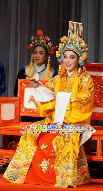 Chinese Yue Opera Emperor Liu Xiu Apparels Golden Palace Refuse Marriage Costumes and Headwear Shaoxing Opera Male Role Garment