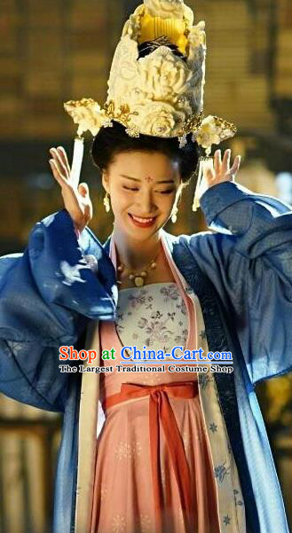 Chinese Song Dynasty Court Lady Historical Costumes and Headdress Drama Serenade of Peaceful Joy Ancient Noble Consort Zhang Bihan Dress Apparels