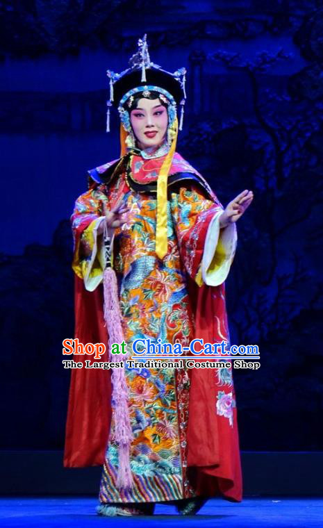 Chinese Beijing Opera Palace Lady Apparels Costumes and Headdress Nan Hai Zi Traditional Peking Opera Qing Dynasty Imperial Consort Dress Garment