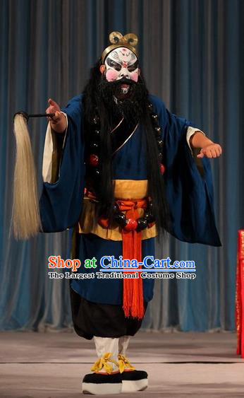 Tao Hua Cun Chinese Peking Opera Hero Garment Costumes and Headwear Beijing Opera Martial Male Apparels Monk Lu Zhishen Clothing