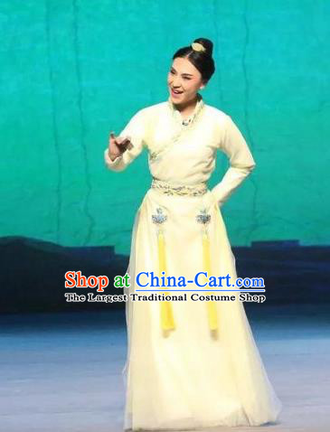 Chinese Ping Opera Young Lady Apparels Costumes and Headpieces Traditional Pingju Opera The Butterfly Lovers Diva Zhu Yingtai Dress Garment