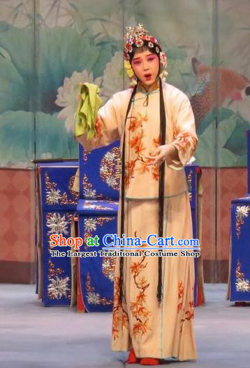 Chinese Ping Opera Xiao Dan Apparels Costumes and Headpieces Southeast Fly the Peacocks Traditional Pingju Opera Young Girl Dress Garment