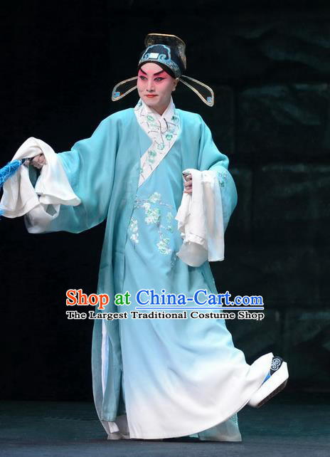 On A Wall and Horse Chinese Peking Opera Scholar Garment Costumes and Headwear Beijing Opera Young Male Apparels Childe Pei Shaojun Clothing