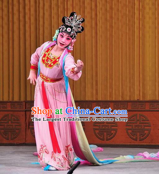 Chinese Beijing Opera Petal Sprinkles From Heaven Apparels Costumes and Headdress Traditional Peking Opera Actress Dress Goddess Garment