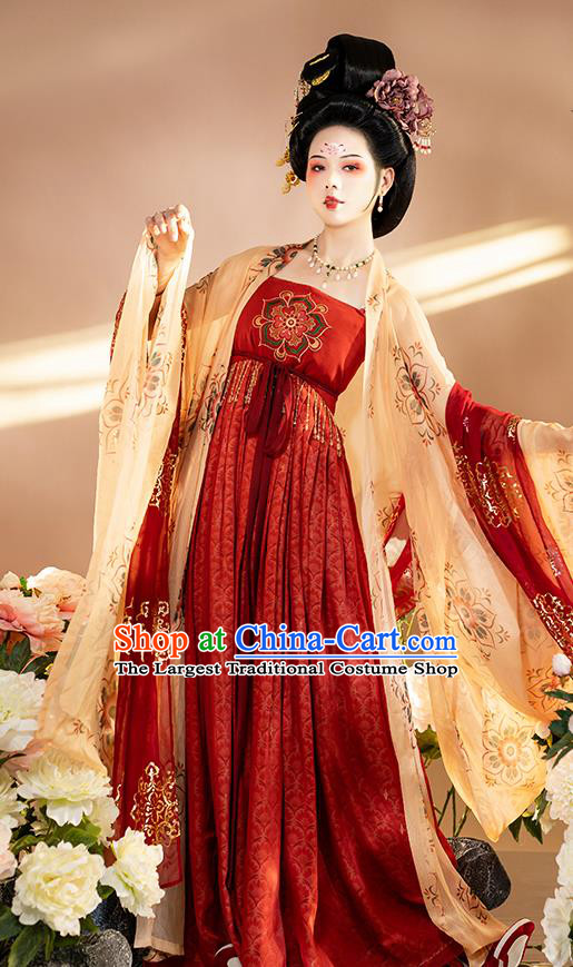 Chinese Traditional Tang Dynasty Court Lady Apparels Historical Costumes Ancient Imperial Concubine Hanfu Dress Royal Princess Garment for Women