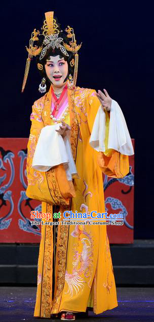 Chinese Beijing Opera Queen Nan Apparels Qu Yuan Costumes and Headpieces Traditional Peking Opera Actress Dress Empress Garment