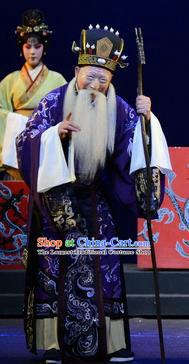 Qu Yuan Chinese Peking Opera Elderly Male Garment Costumes and Headwear Beijing Opera Laosheng Apparels Clothing